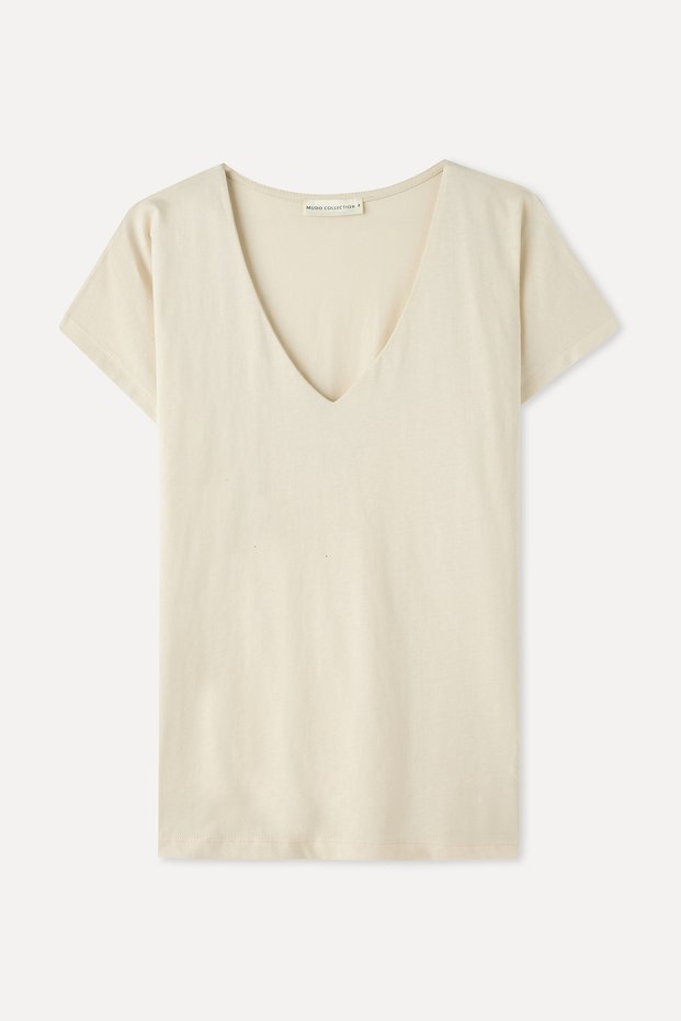 Women's Stone Color Comfort Fit V-Neck T-Shirt