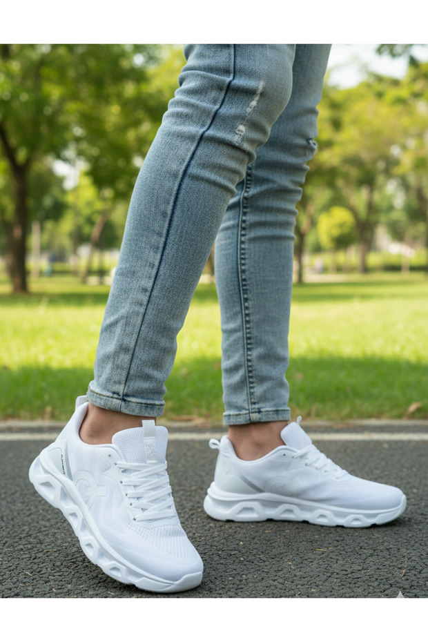04342 Black and White Men's Daily Sports Jogging Walking Shoes Lightweight Orthopedic Sole