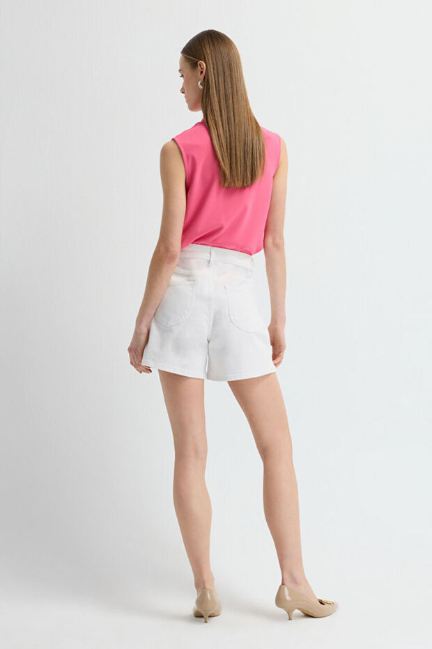 Yüksek Bel Beş Cep Şort - 5