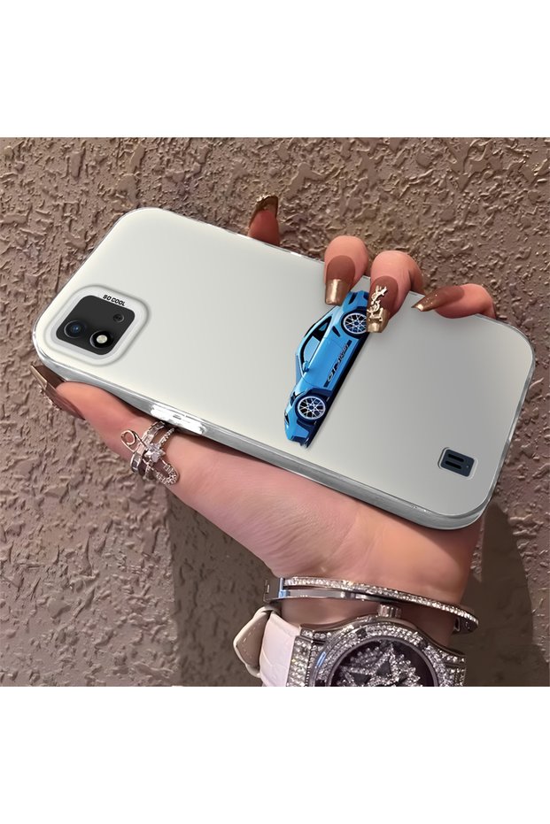 Realme C11 2021 Compatible Silicone Bmw Patterned Edge Hard Back Anti-Fall Phone Case