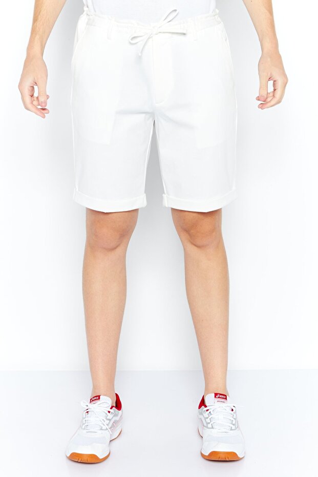 شورت رجالي سادة، أبيض - 1