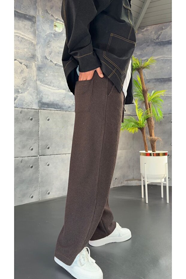 İthal Örme Kumaş Baggy Pantolon - 4