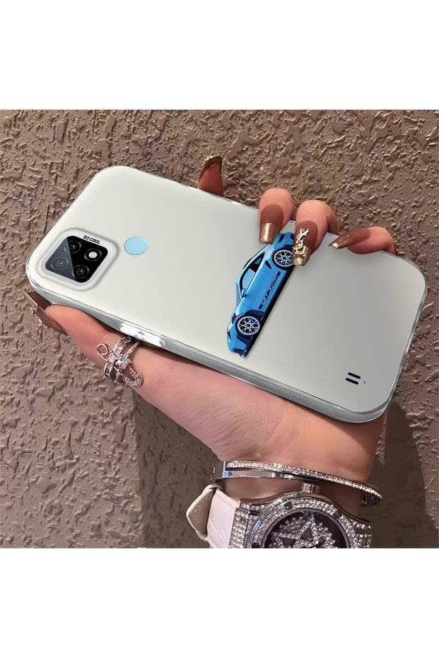 Realme C21 Compatible Silicone Bmw Patterned Edge Hard Back Anti-Fall Phone Case