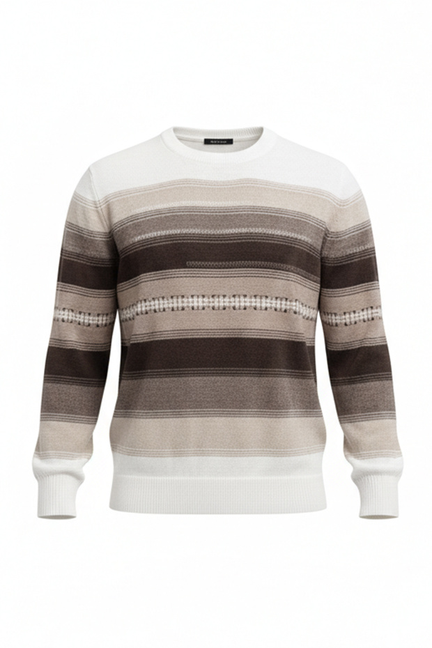 سترة رجالية نحيفة منقوشة برقبة دائرية - 4