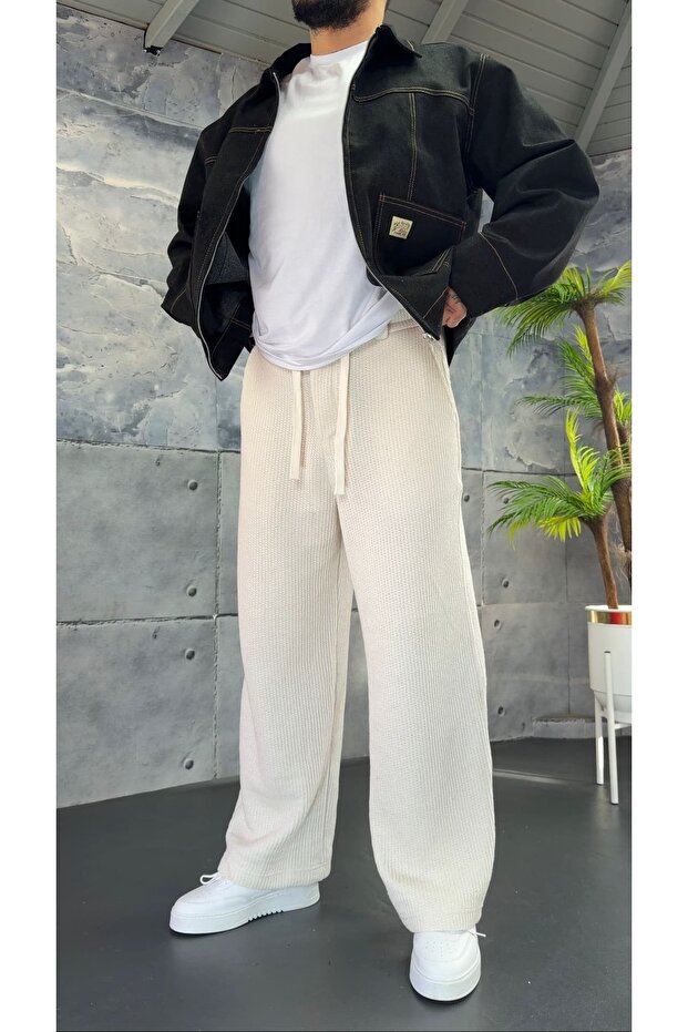 İthal Örme Kumaş Baggy Pantolon - 1