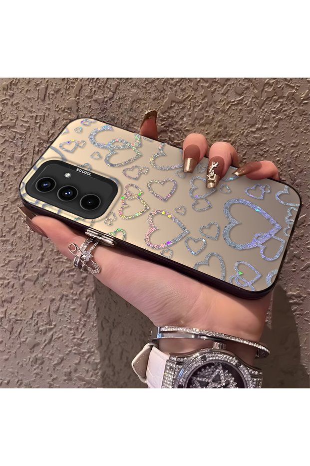 Samsung Galaxy A54 Compatible Heart Patterned Silicone Edge Hard Back Anti-Fall Phone Case