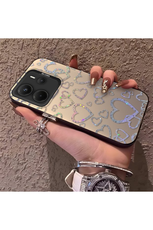 Redmi Note 14 4g Compatible Heart Patterned Silicone Edge Hard Back Anti-Fall Phone Case