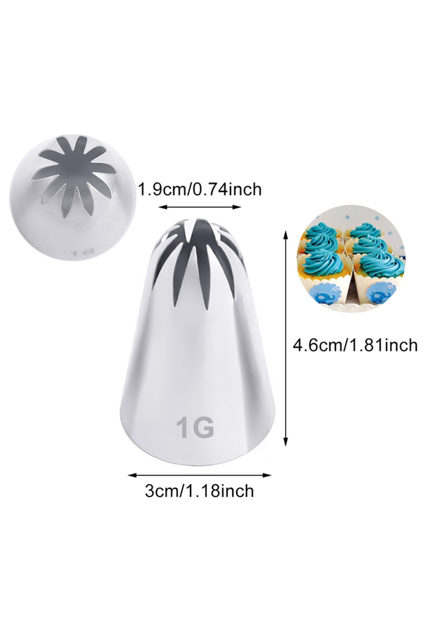 1G 1/4pcs #1G#1E#1C#1B Stainless Steel Piping Nozzles Cream Nozzles Cupcake Pastry Confectionery Acc