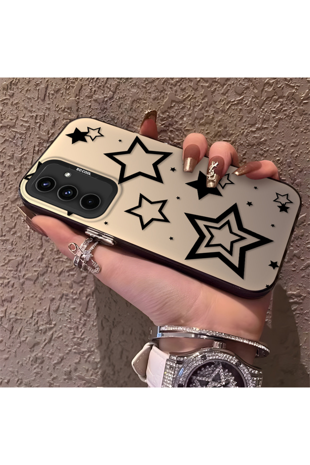 Samsung Galaxy A54 Compatible Silicone Edge Hard Back Anti-Fall Phone Case with Stars Pattern