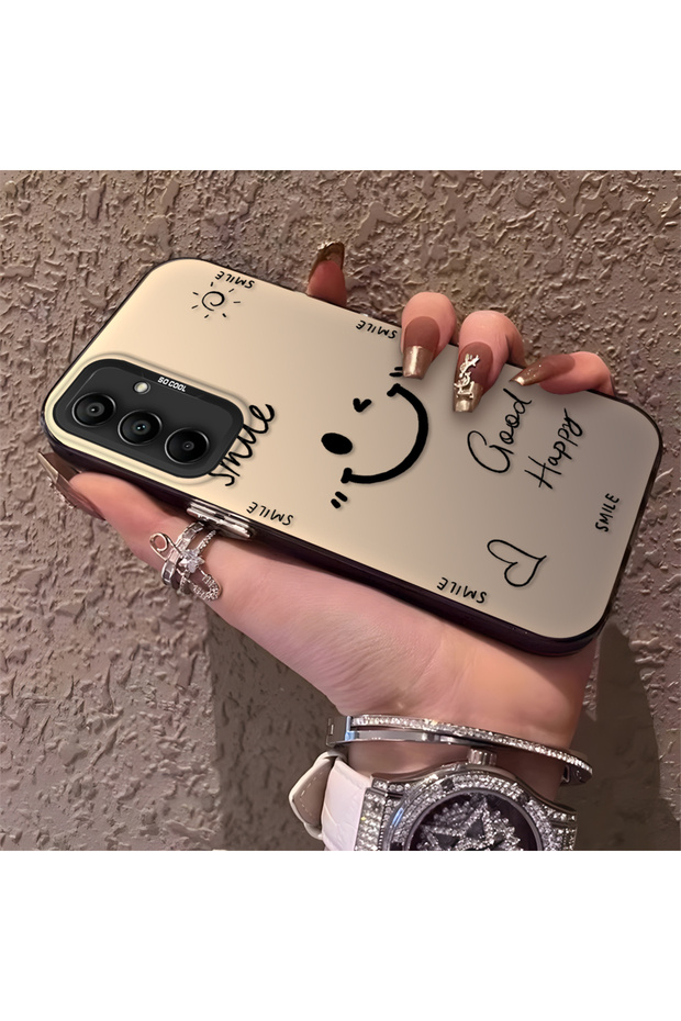Samsung Galaxy A15 Compatible Silicone Edge Hard Back Anti-Fall Phone Case with Smile Pattern