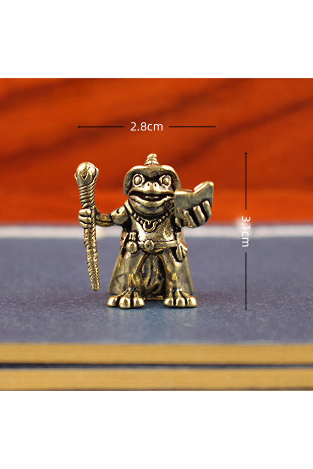 1pc Brass Frog Wizard with Magic Book - Enchanting Desktop Sculpture, Animal Figurine for Desk Decor