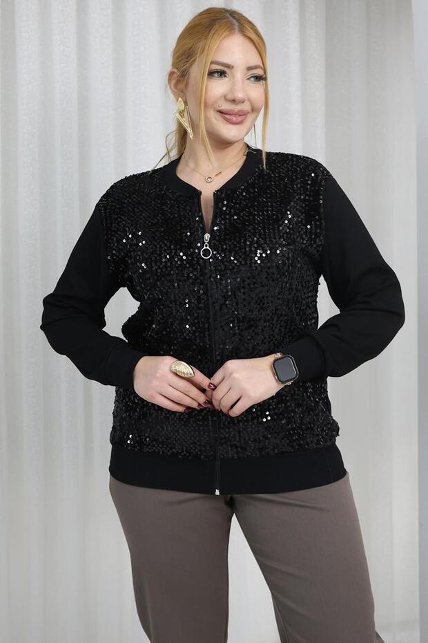 Plus Size Sequin Embroidered Jacket - 1