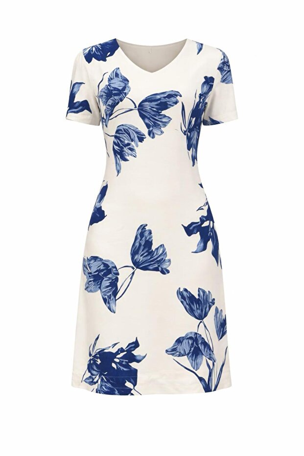 Patterned Viscose Midi Dress - 5