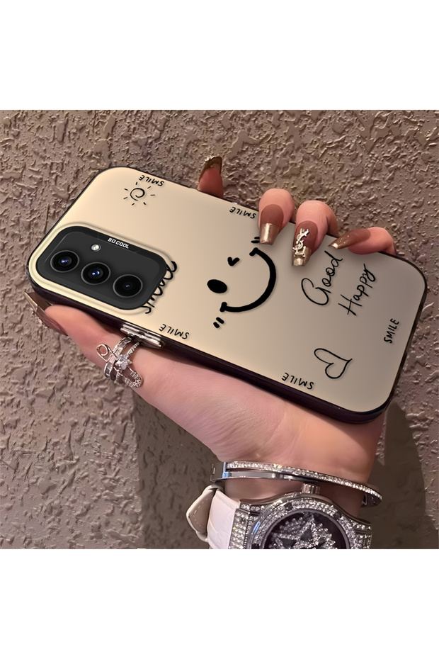 Samsung Galaxy A54 Compatible Silicone Edge Hard Back Anti-Fall Phone Case with Smile Pattern