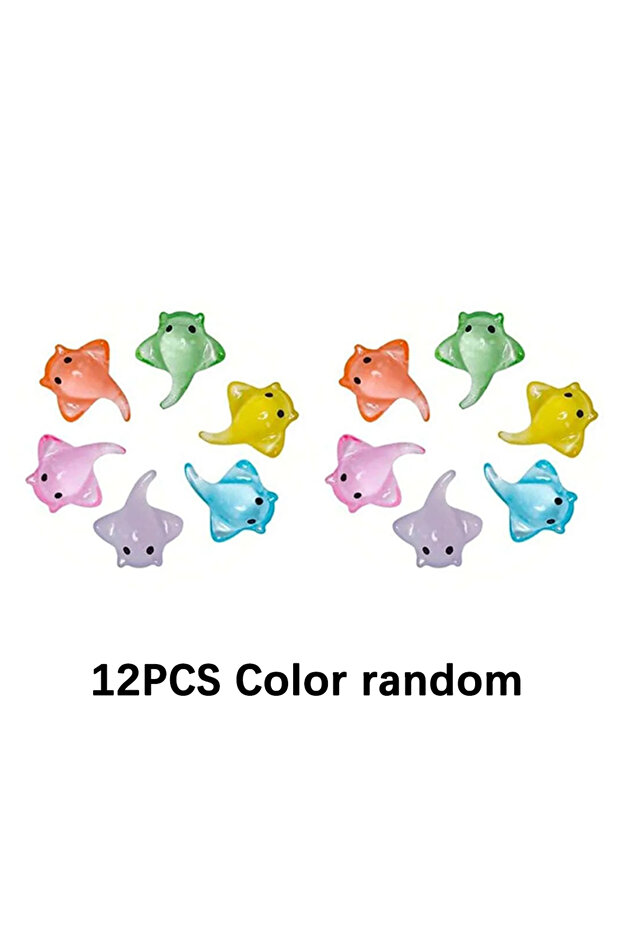 S 12pcs fish 6/12/20PCS Cute Mini Stingray Luminous Small Ornament Glowing in The Dark Miniatures Tu