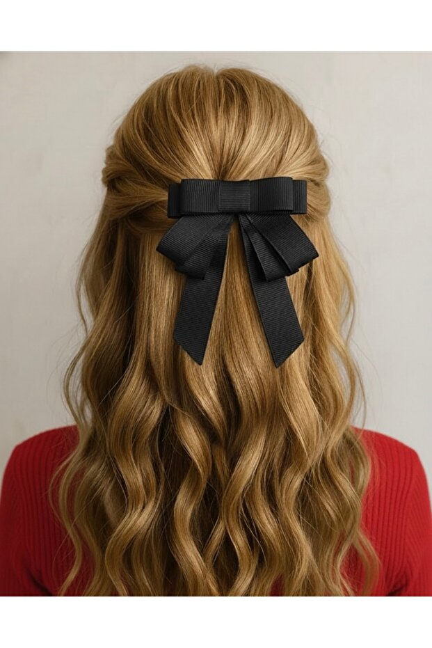 Women's Bow Satin Grogen Ribbon Hair Clip