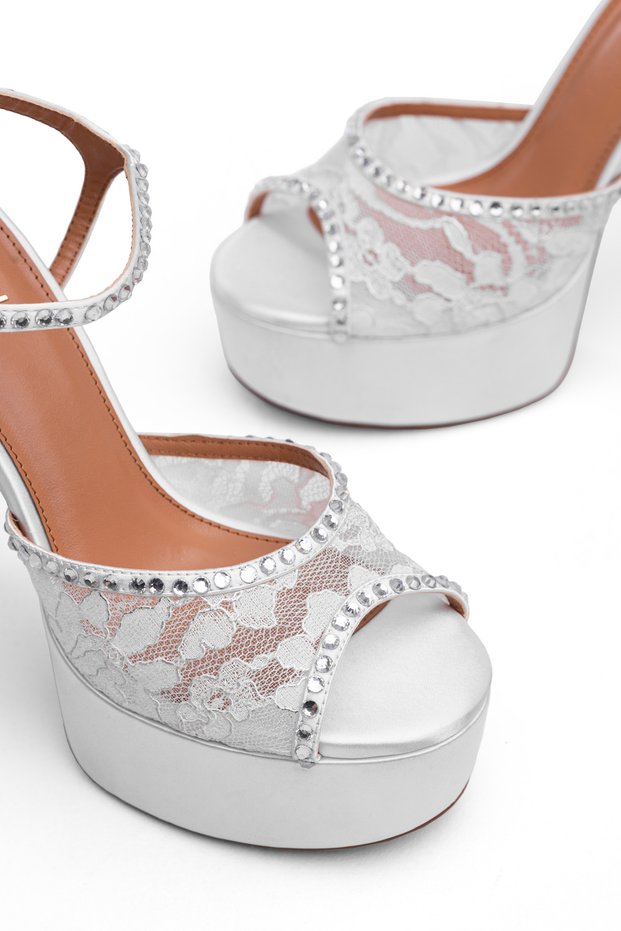 Stone-Embellished Shoes Evening Dress Shoes Women's Platform Evening Dress Shoes Heeled Shoes