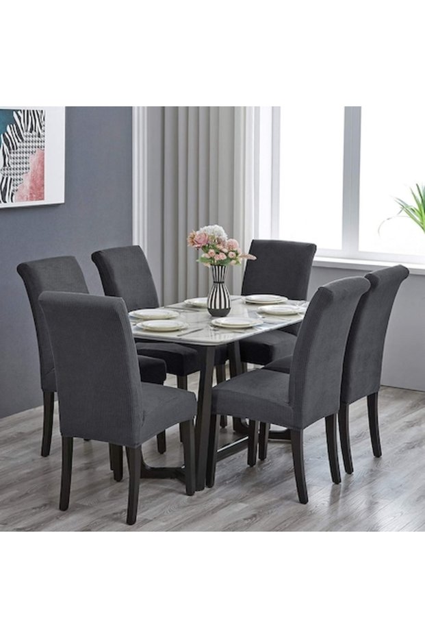 Set de huse elastice pentru scaune, 6 scaune