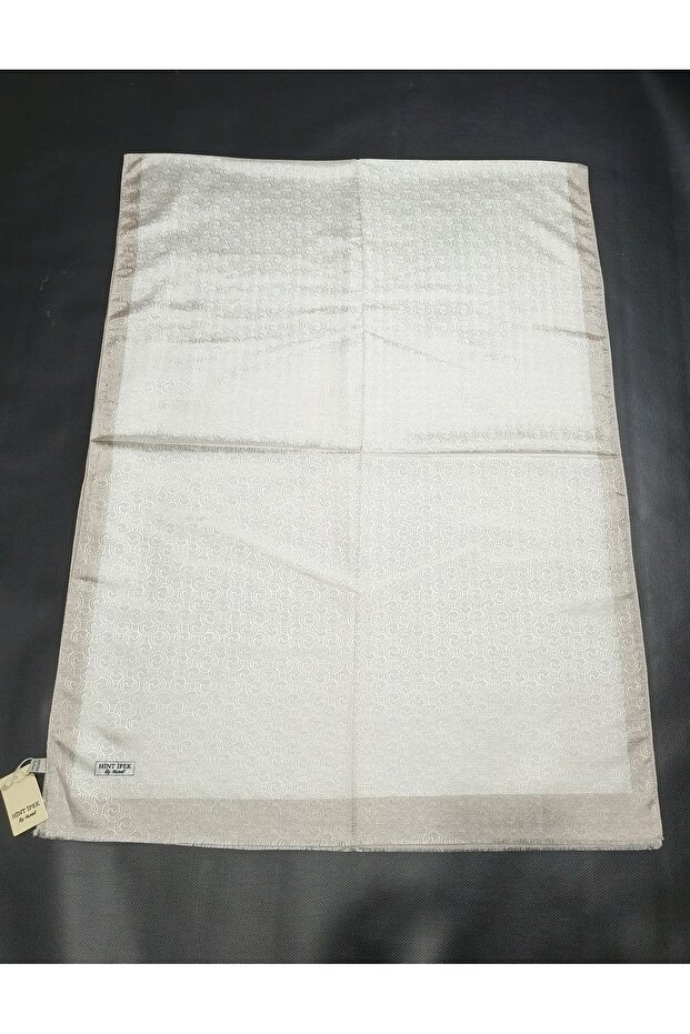 Monogram desenli HİNT İPEK ŞAL - 4