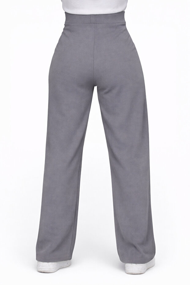 Gray Lycra Velcro Closure Women's Palazzo Pants