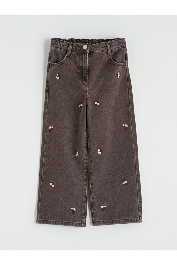 Nevaa Collection Brown Girls' Jean Pants with Adjustable Elastic Waist
