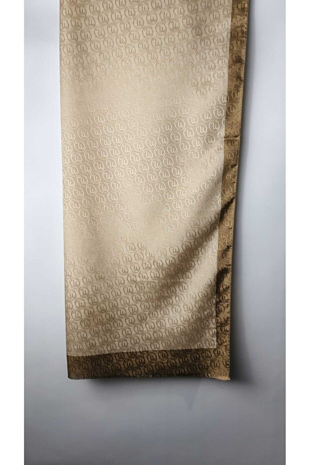 Monogram desenli HİNT İPEK ŞAL - 1