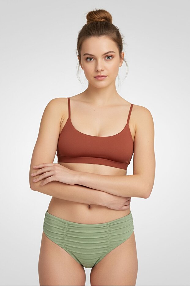 Women Textured Pull On Bonita Bikini Bottom, Mint Green