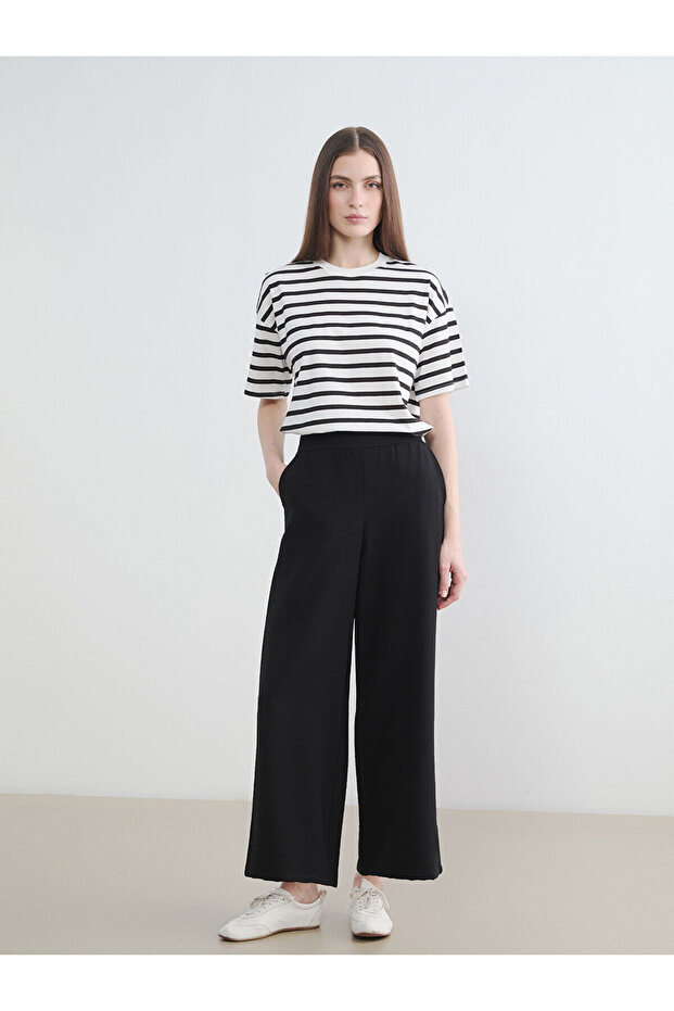 Nevavm Women's Wide Leg Pants with Elastic Waist and Difference in Color