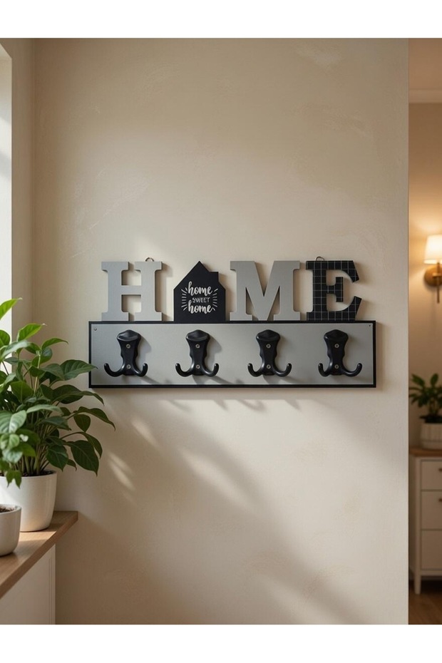 Gray Home Wall Hanger Set of 4 - Home Decor Coat Rack Hanger for Door Wall