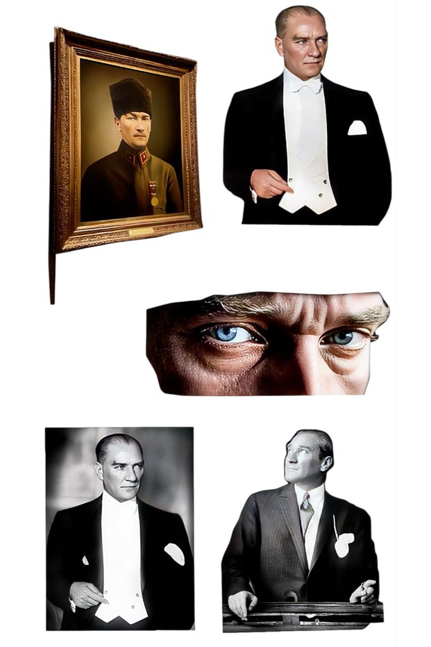 Mustafa Kemal Atatürk Sticker 22×30 cm – Framed & Vintage Collage Wall Decor