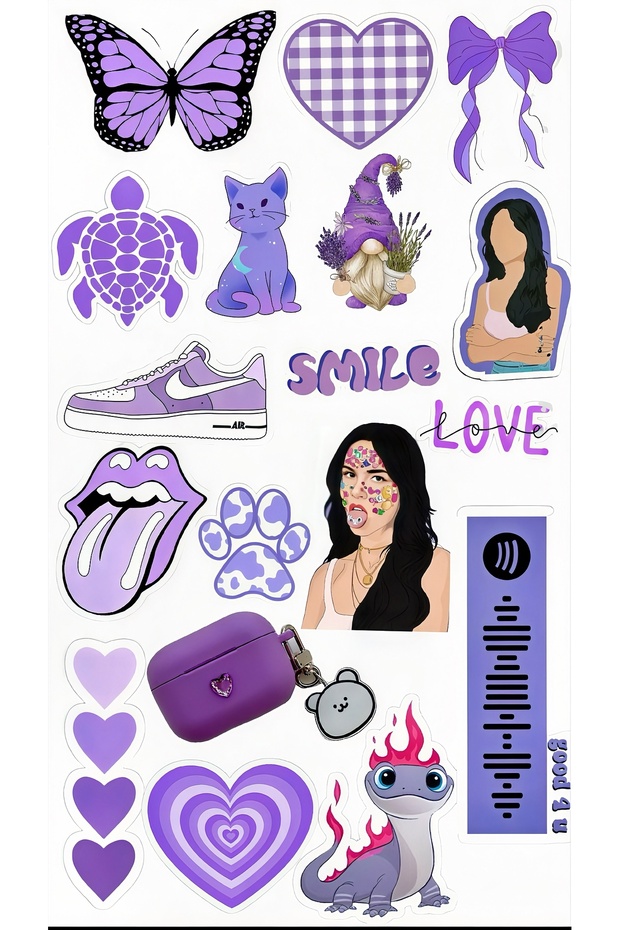 Purple Aesthetic Sticker Set 22X30 cm – Purple Girl Vibes Sticker Pack