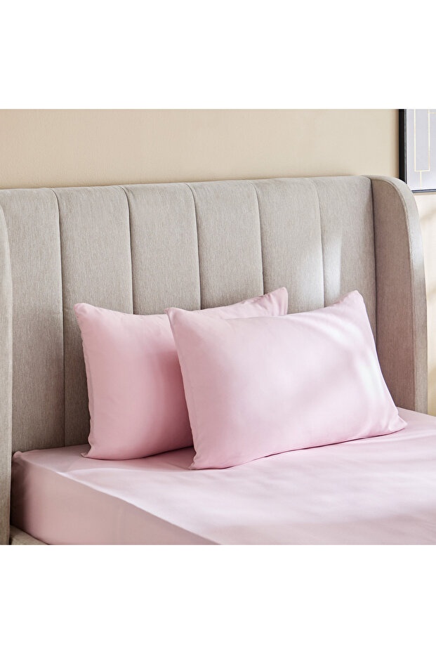 طقم غطاء وسادة ديربي من قطعتين مصنوع من الألياف الدقيقة الصلبة - 45×70 سم - 1