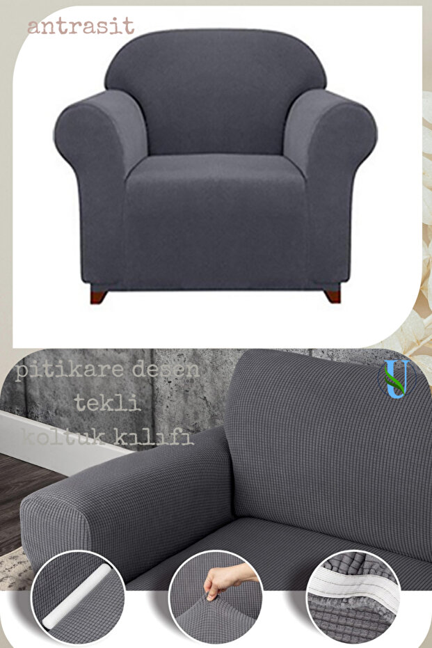 Lycra Single Sofa Cover, Elastic Rubberized Sofa Cover with Pitikare Pattern, Single Size