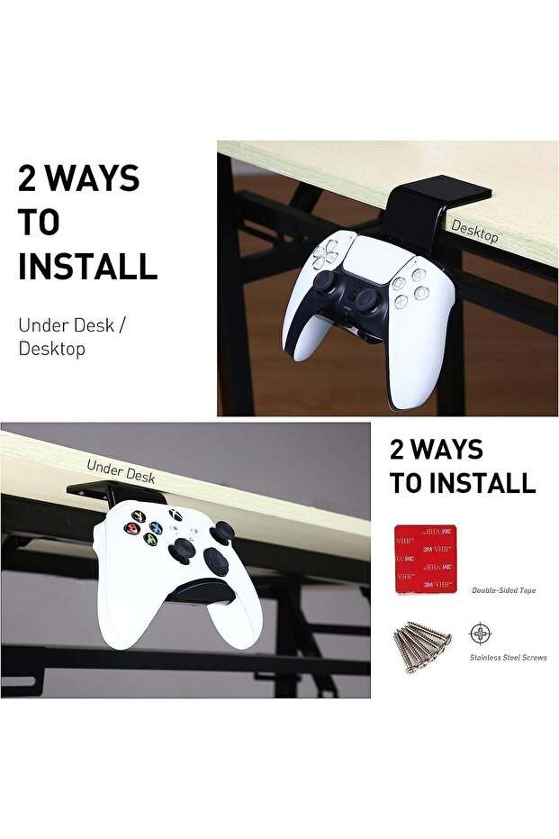 Xspring Controller Table Stand, 2 Pack Multi-Functional Controller Stand with Cable Clips, Space-Sav - 3