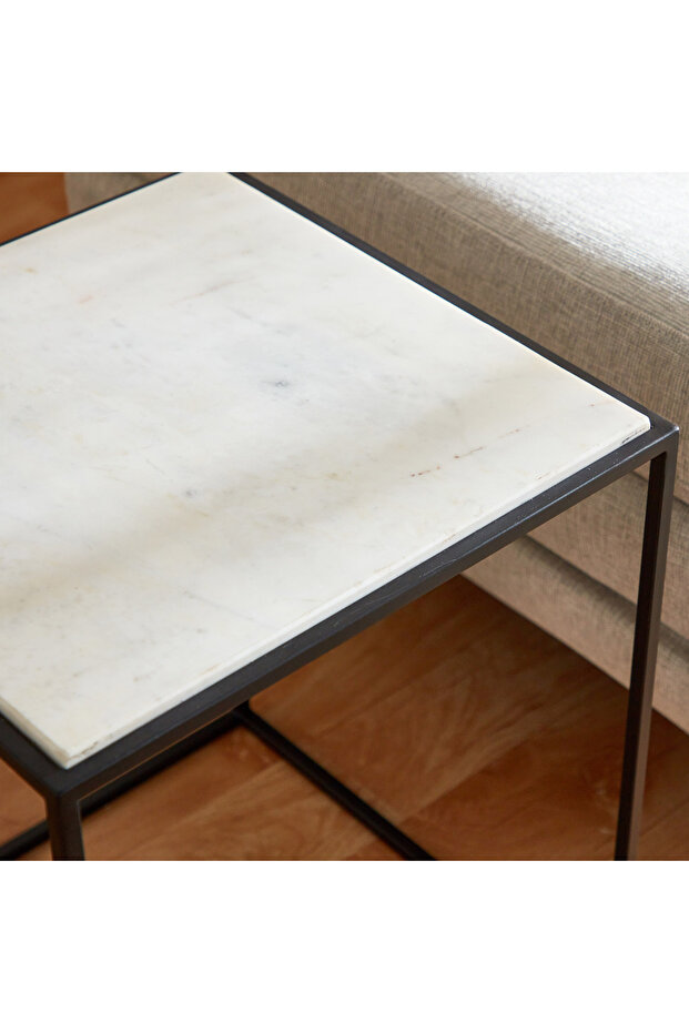 طاولة نهاية من كافون إيلين ذات سطح من الرخام الأصلي - 3