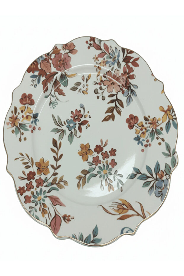 Luhpar White Ceramic Dinner Plate 11 Inch with Elegant Floral Design