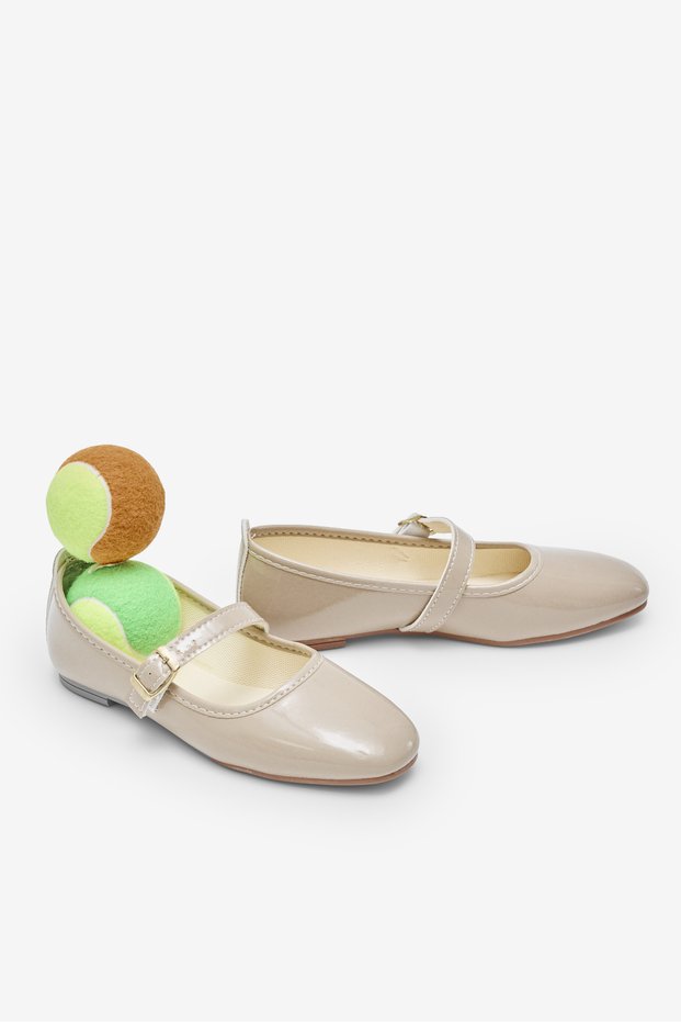 Women's Mink Women's Comfortable Daily Ballet Flats with Top Belt and Buckle