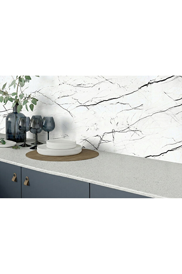 Self-Adhesive White Marble Pattern Decorative Covering Foil - 2