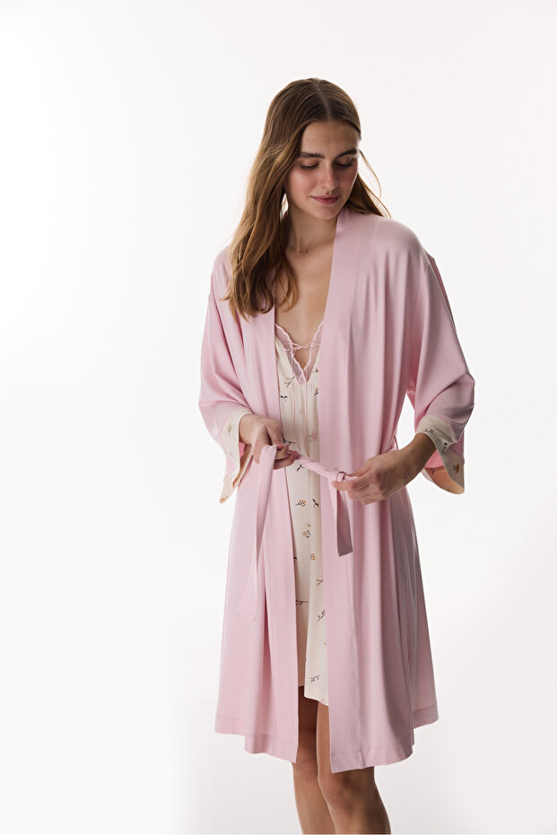 Pembe Margot Solid Sabahlik - 1