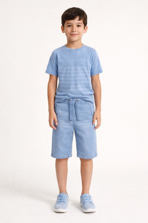 Kid Boy's Essential Drawstring Cotton Denim Shorts | MH