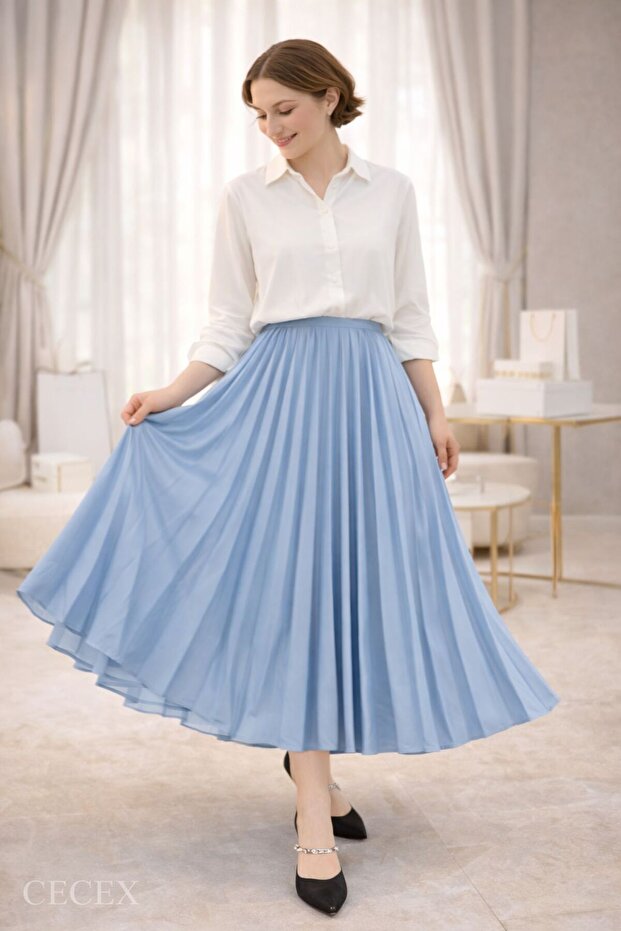 SATEN PİLELİ ETEK - 3