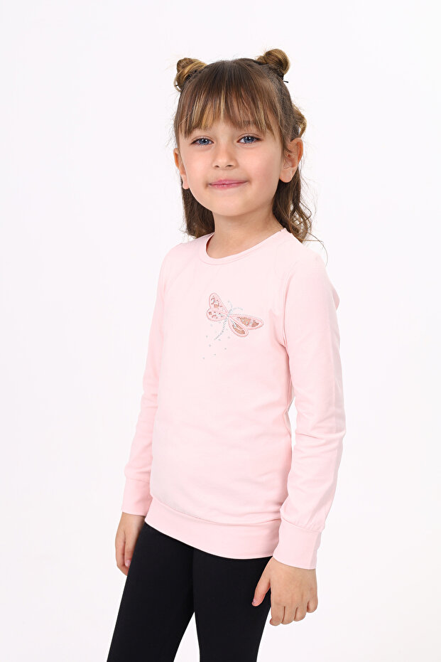 Girl's Printed Crew Neck Long Sleeve T-Shirt