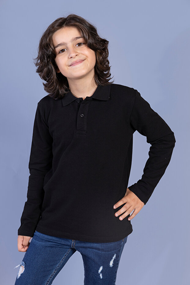 Unisex Children's Polo Neck Buttoned Short Sleeve T-Shirt