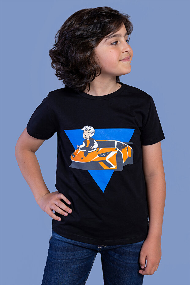 Boy's Printed Crew Neck Short Sleeve T-Shirt