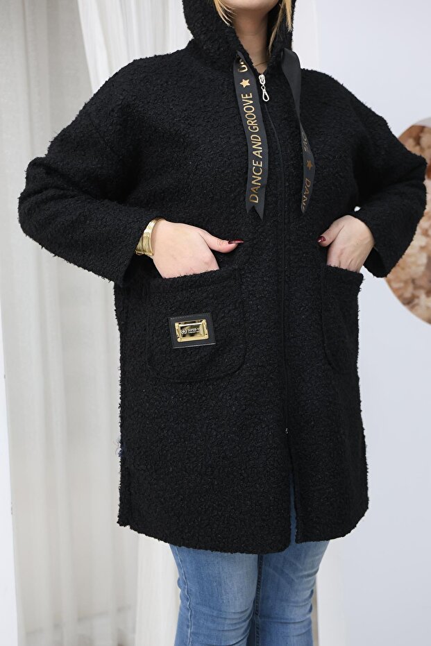 سترة طويلة من قماش البوكليت مقاس كبير - 8