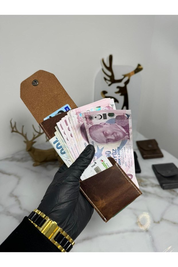 100% Genuine Crazy Leather Handmade Minimalist Wallet - Money Portfolio Stylish Quality Triod Wallet