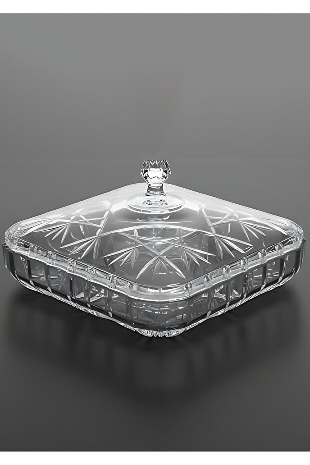 Acrylic Serving Tray with Lid Square 24cm,Cake Dessert Platter Cover,BB4190