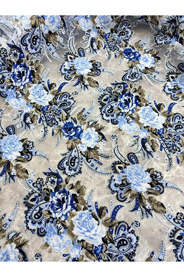 Burnt Linen Organza Tulle [Cobalt Blue and Baby Blue]
