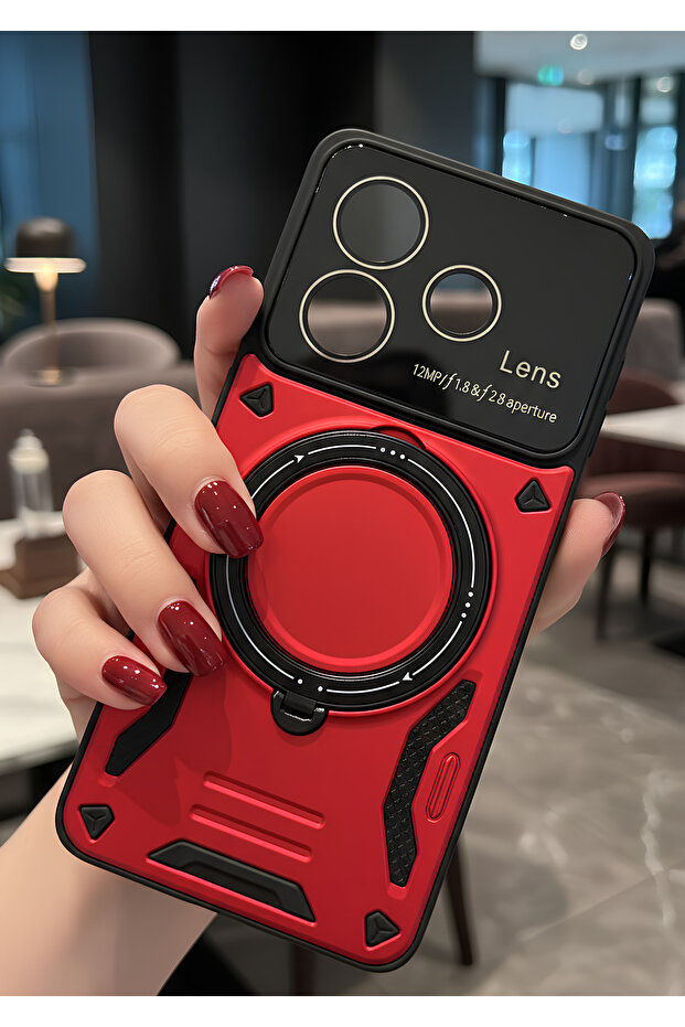 غطاء حماية ثلاثي الأبعاد لعدسة الكاميرا مع حلقة وحامل متوافق مع هاتف Redmi Note 14 5G - 1