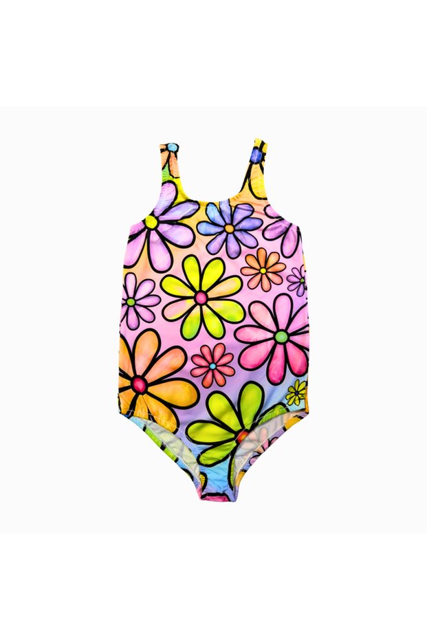 Girls' Swimsuit Colorful Floral Printed Patterned Comfortable Quick Drying Swimwear Sea Pool Beach Bathing Suit
